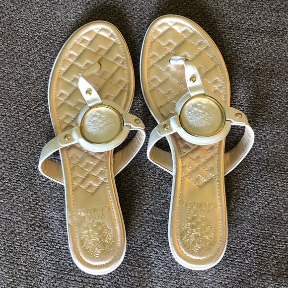 white and gold sandals